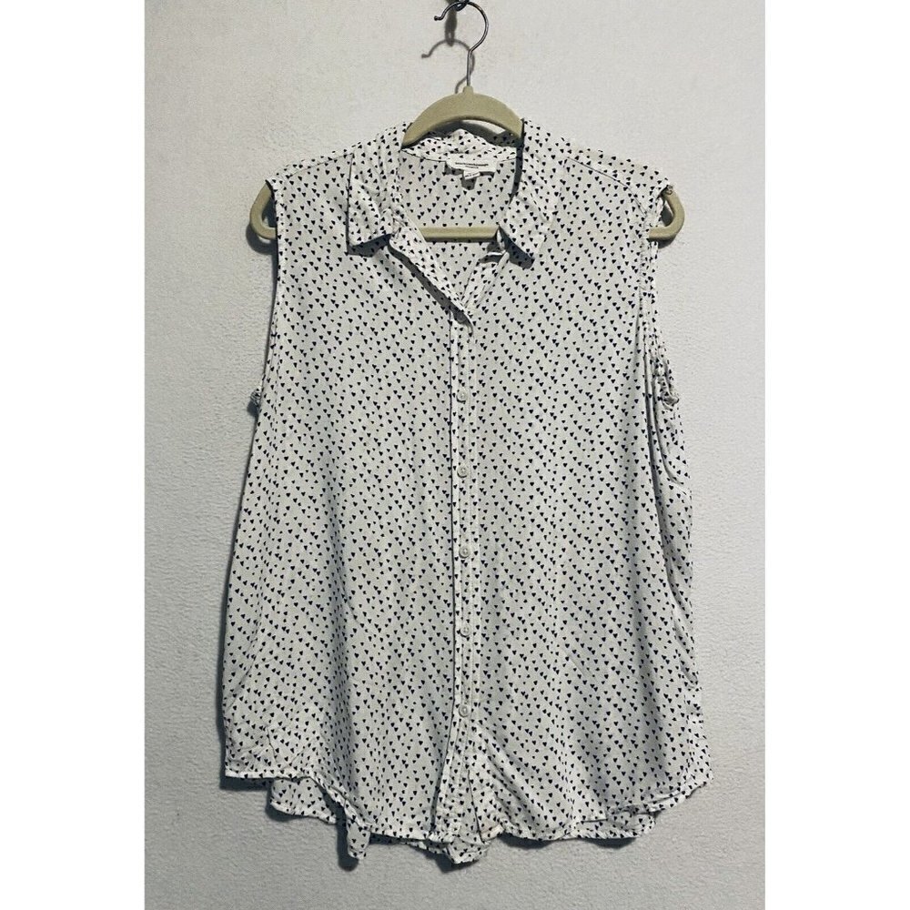Beach Lunch Lounge Top Womens Large Heart Star Print Sleeveless Peplum Back Boho